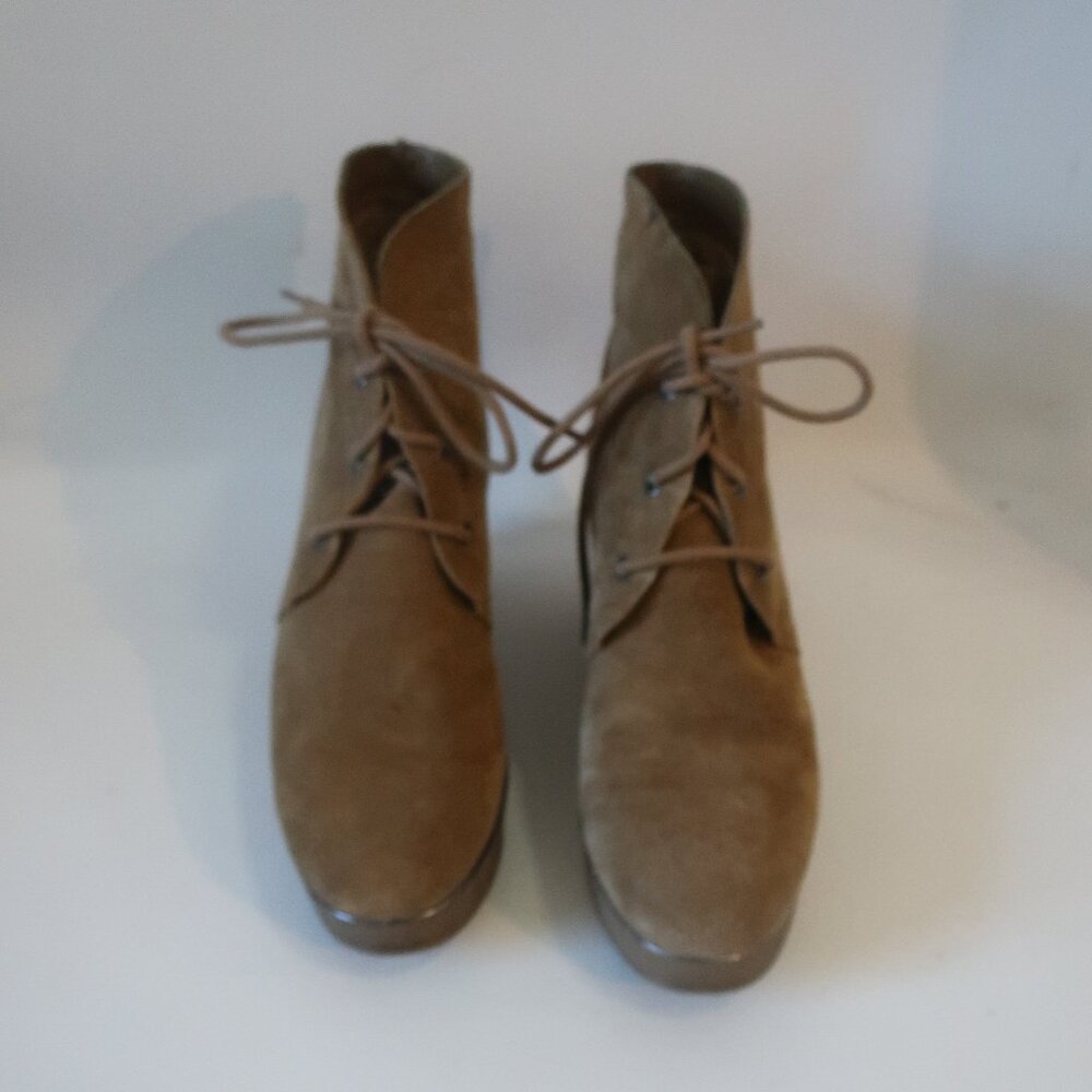 Womens KLIK Desi Honey Brown Suede Wedge Ankle Boots 7